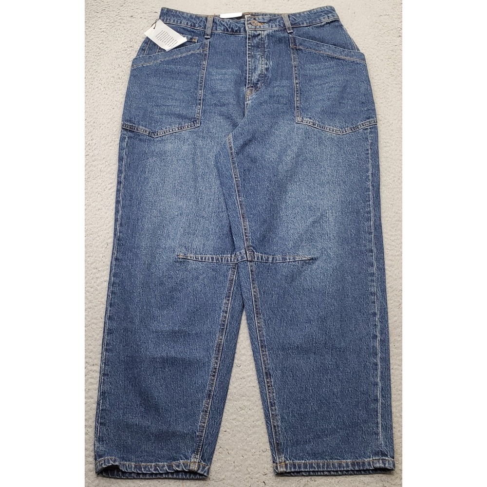 Frye Barrel Jeans Womens 8 Blue Denim Medium Wash Stretch Button Fly 110041023
